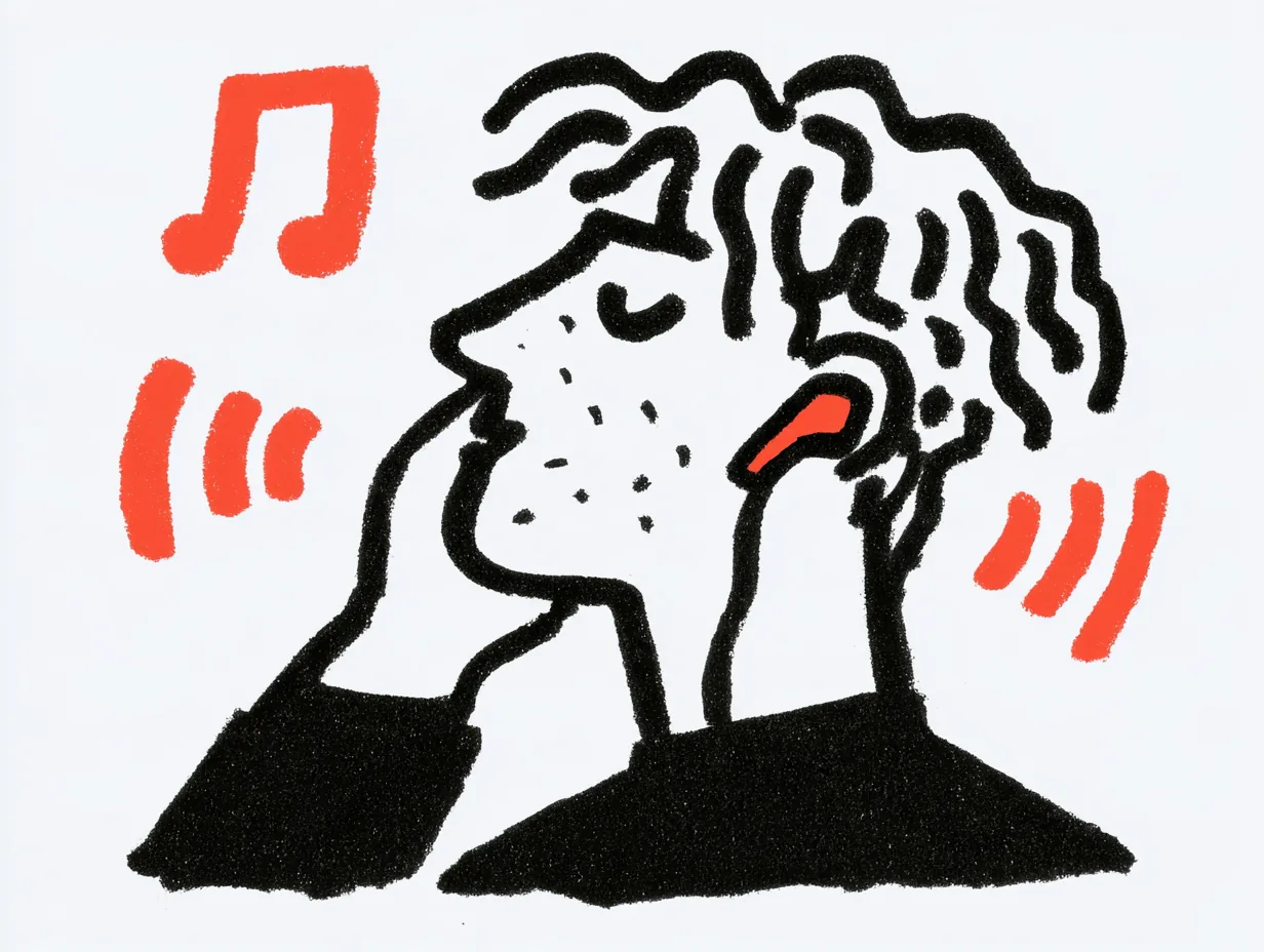 An attendee listening to translated audio through earbuds